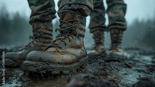 Footwear Soldiers Standing in Uniforms photo