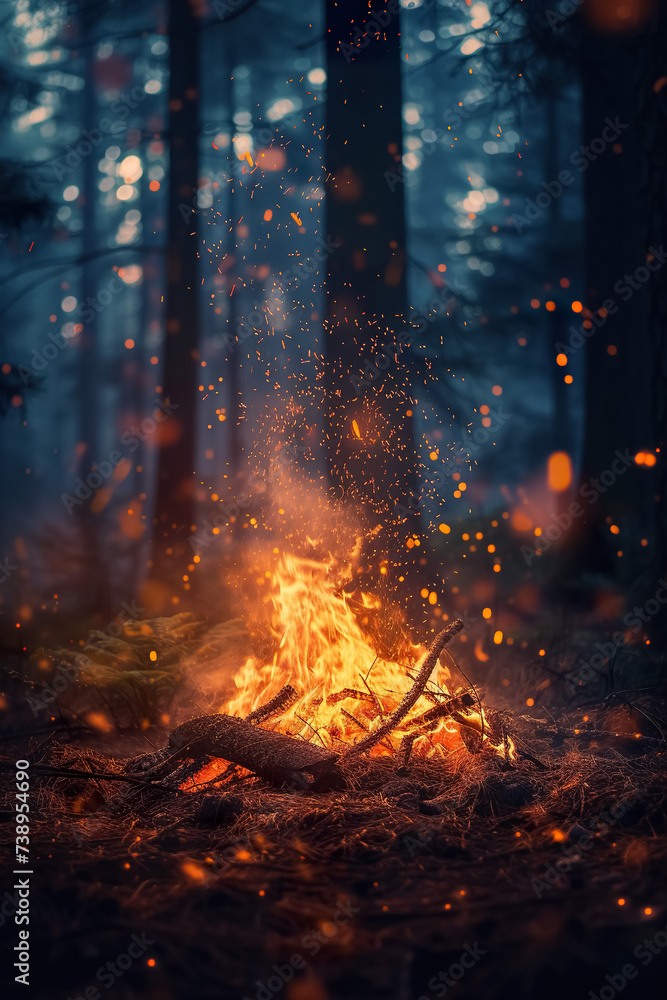 cozy fireplace at forest, fire at night campsite cozy fireplace at forest, fire at night campsite