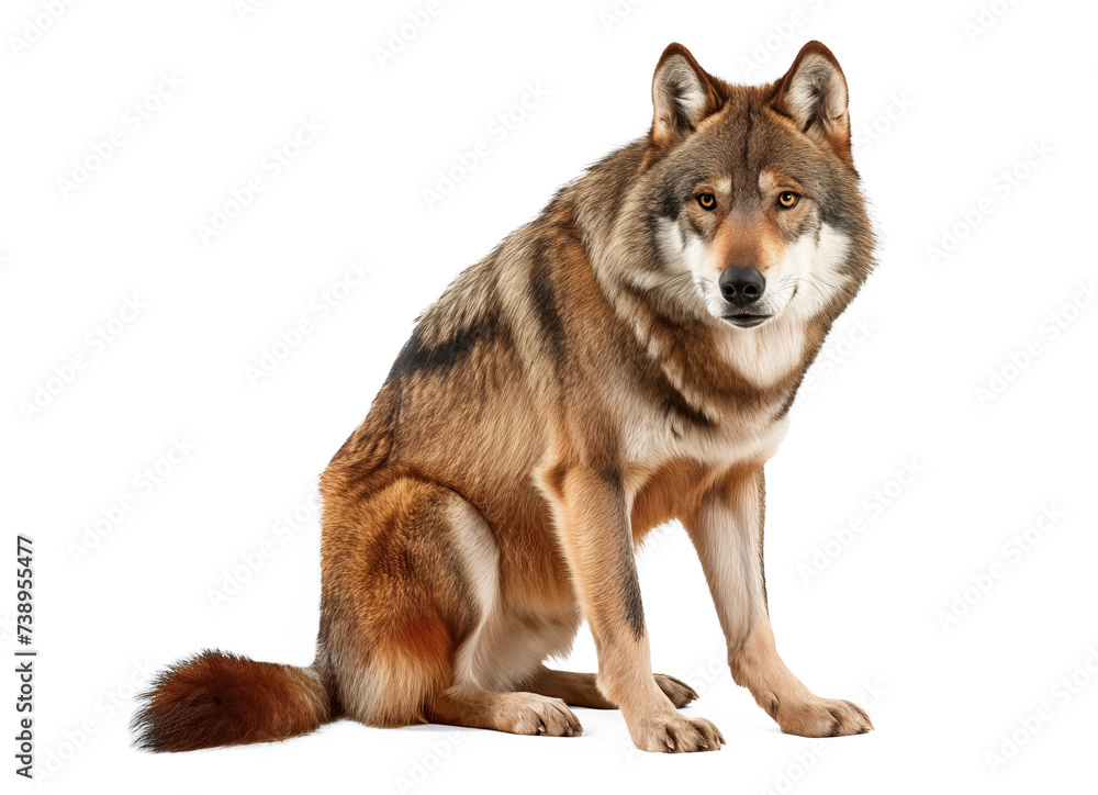 gray wolf isolated on white transparent background, png