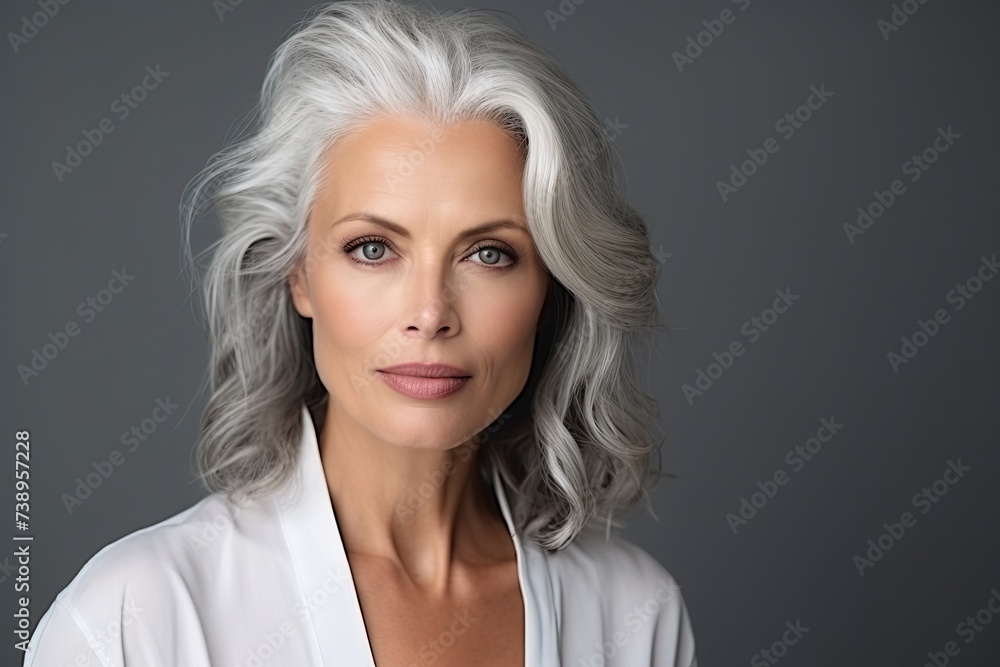 Confident senior woman with stylish grey hair. Confident senior woman with stylish grey hair.