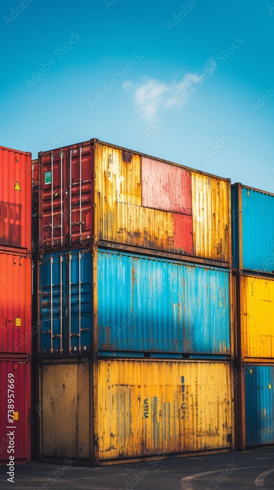 Fototapeta premium Stacked Cargo Containers in the Port