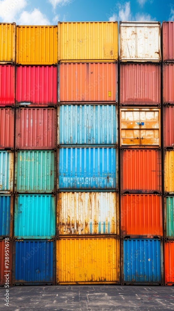 Fototapeta premium Stacked Cargo Containers in the Port