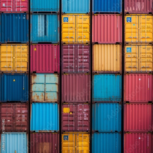 Stacked Cargo Containers in the Port