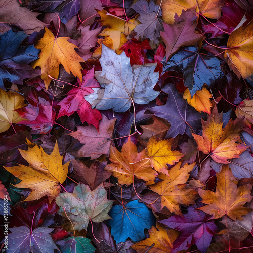 Autumn Splendor: A High-Resolution Photo of Colorful Maple Leaves