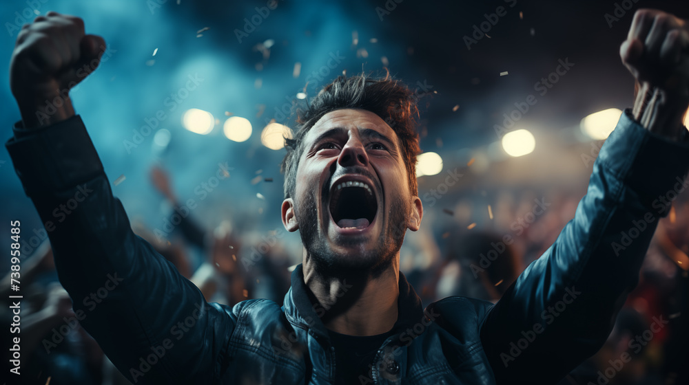 Triumphant Celebration in a Crowd Triumphant Celebration in a Crowd
