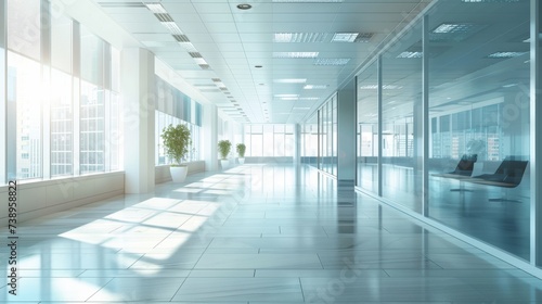 Natural light dances through the airy lobby  highlighting the sleek design of floor-to-ceiling windows  lush plants  and modern fixtures in this stunning indoor space