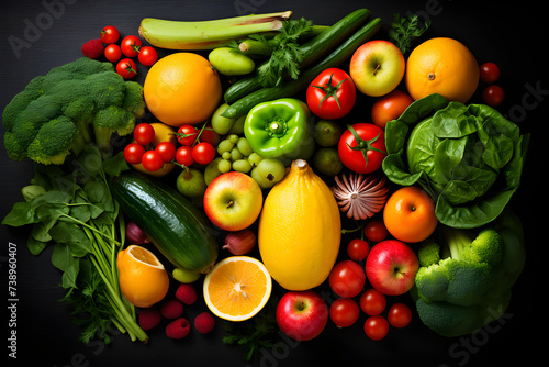 Colorful Assortment of High-quality, Fresh, Organically Grown Fruits and Vegetables