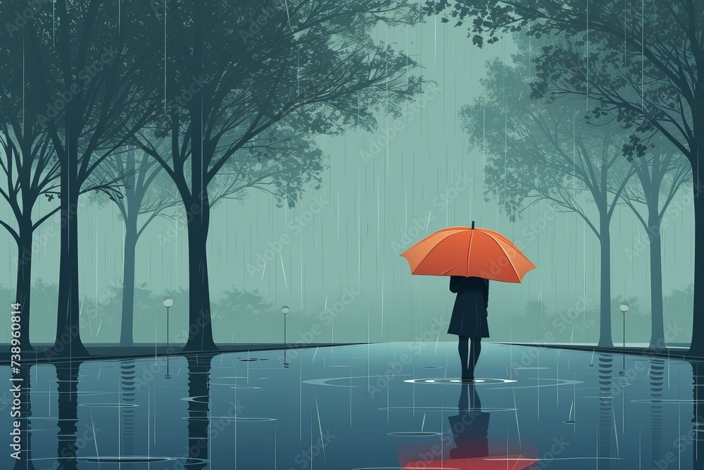 Person Holding Umbrella in the Rain