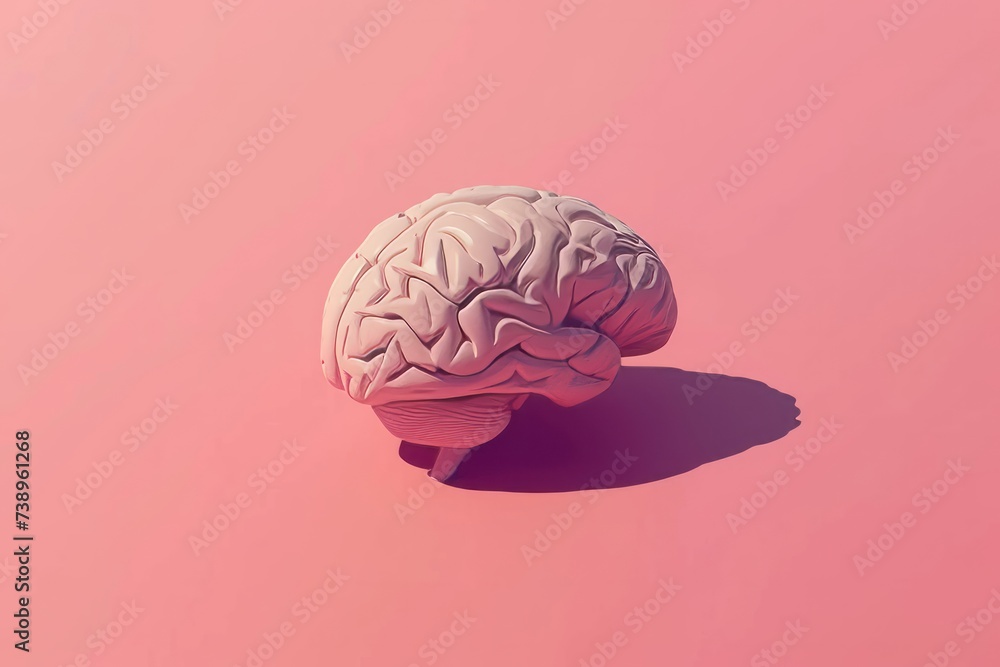 Pink Background With Small Model of Human Brain Pink Background With Small Model of Human Brain