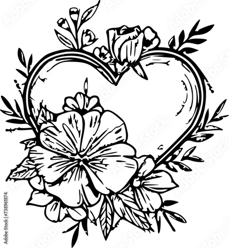 SVG Floral Heart Vector Illustration Decorative Design