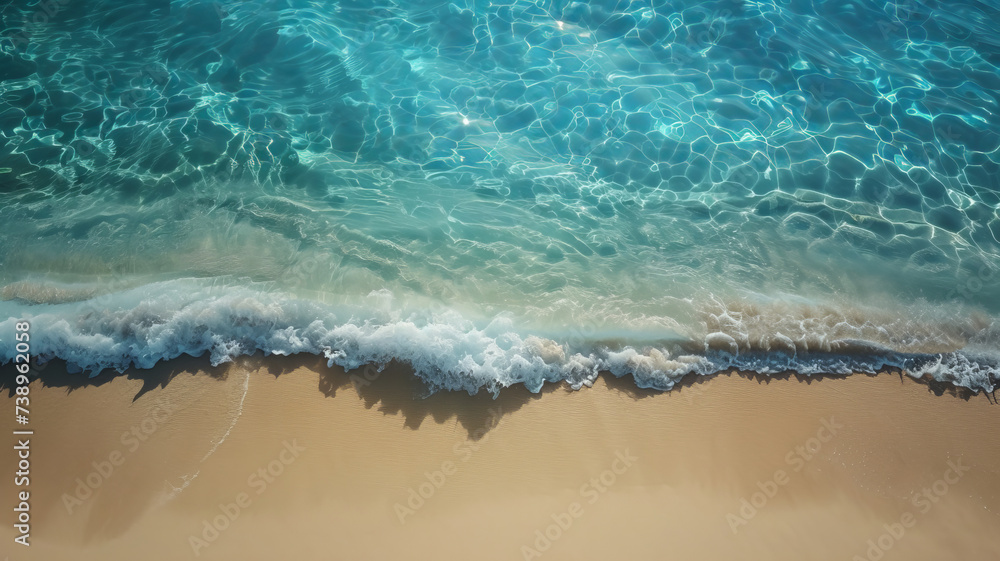 A pristine beach with crystal-clear waters under the golden sun, captured in an AI Generative dreamscape.