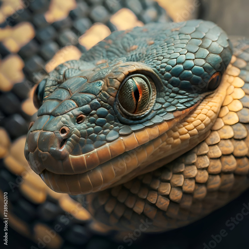 portrait of beautiful python snake. close up. Ai generated