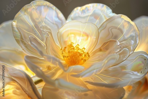 Close up glowing blossom made of Nacre