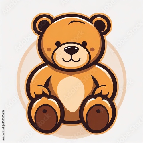 Teddy bear logo  2d flat illustration  drawing cartoon for design.