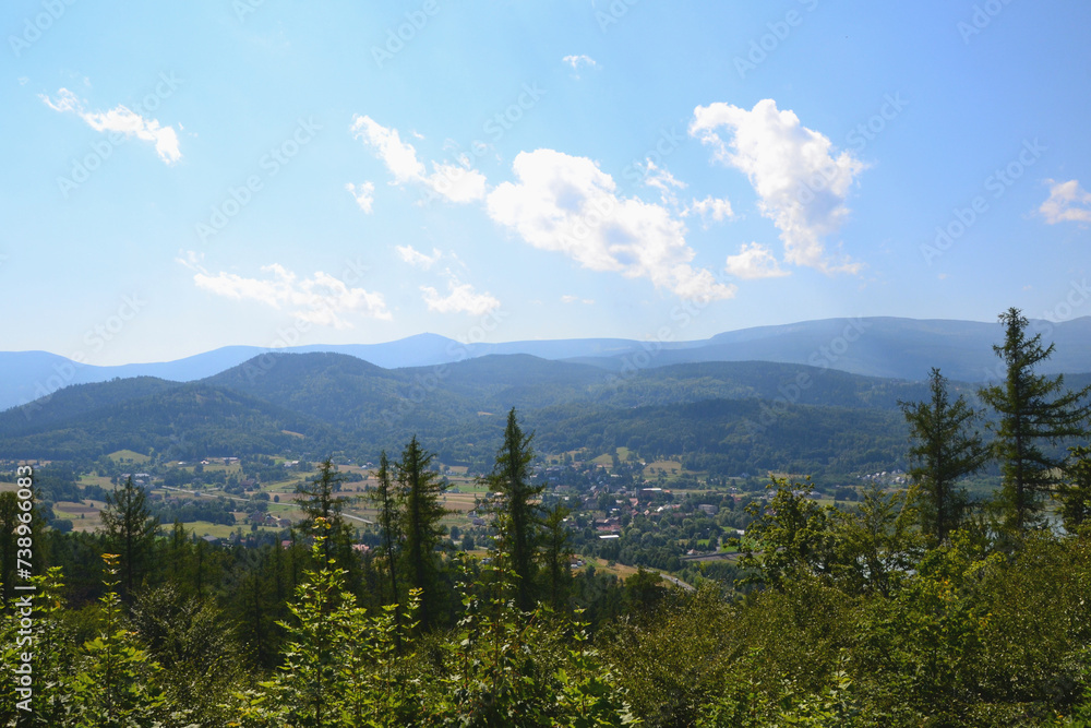 View from the Henryk's Castle, a historic hunting castle. Staniszow, Poland.