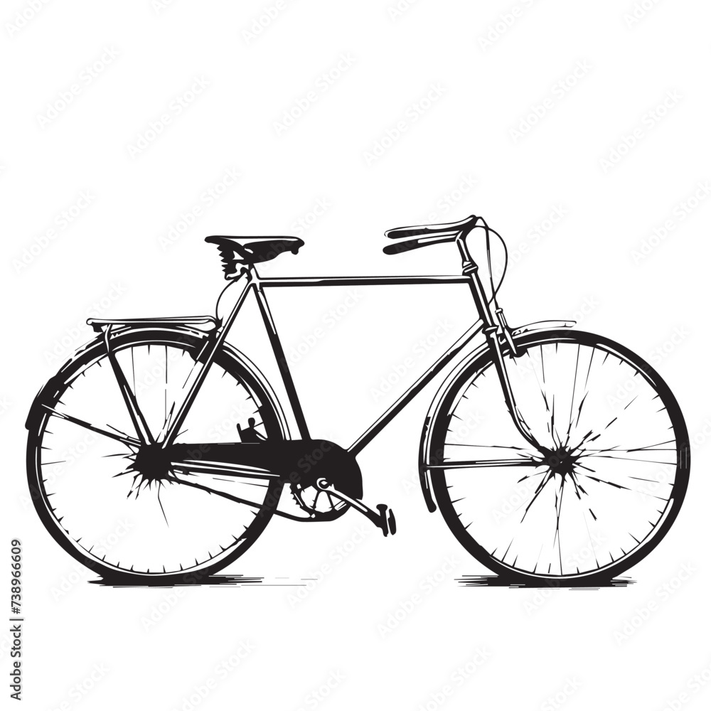 Obraz premium Bicycle in cartoon, doodle style . Image for t-shirt, web, mobile apps and ui. Isolated 2d vector illustration in logo, icon, sketch style, Eps 10, black and white. AI Generative