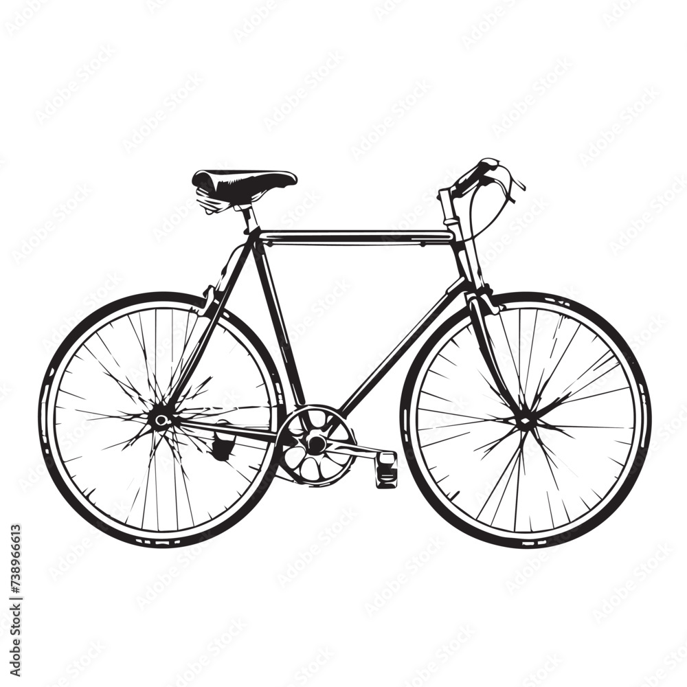 Obraz premium Bicycle in cartoon, doodle style . Image for t-shirt, web, mobile apps and ui. Isolated 2d vector illustration in logo, icon, sketch style, Eps 10, black and white. AI Generative
