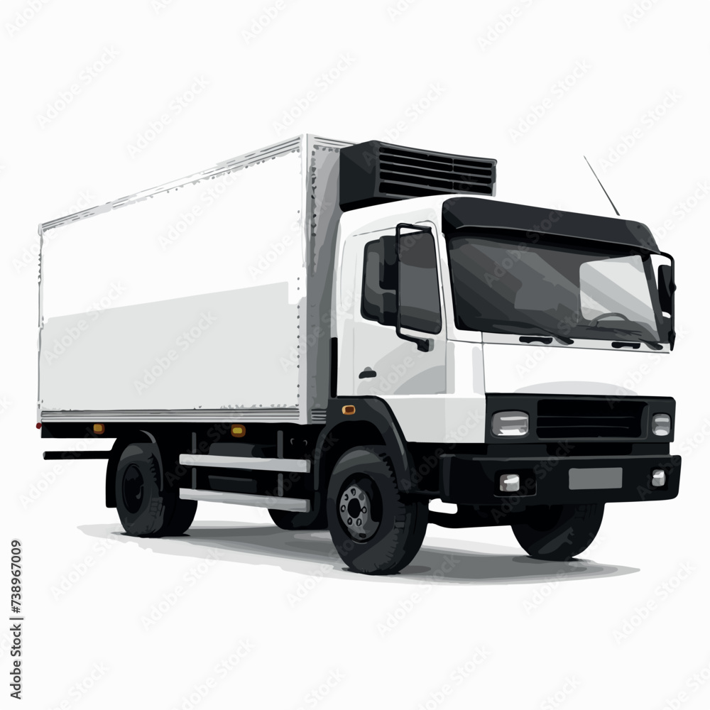 Refrigerated truck in cartoon, doodle style . Image for t-shirt, web, mobile apps and ui. Isolated 2d vector illustration in logo, icon, sketch style, Eps 10, black and white. AI Generative