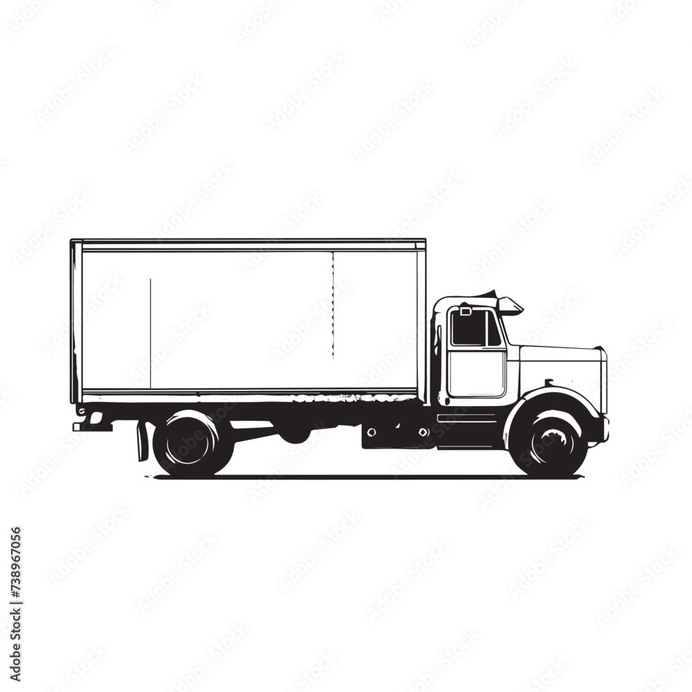 Refrigerated truck in cartoon, doodle style . Image for t-shirt, web, mobile apps and ui. Isolated 2d vector illustration in logo, icon, sketch style, Eps 10, black and white. AI Generative