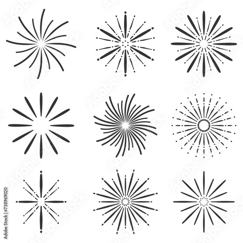 Set of Sparkles and Bursts vector icon.