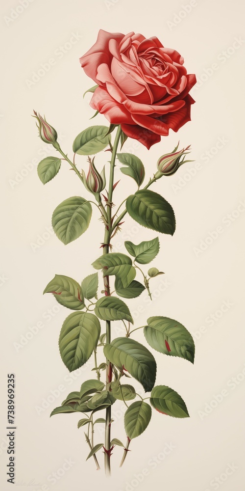A vibrant red rose depicted in an illustration.