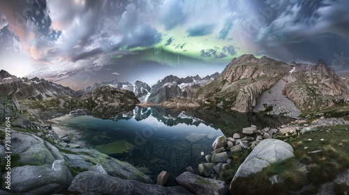 Northern Lights over Mountain Lake © PhilipSebastian