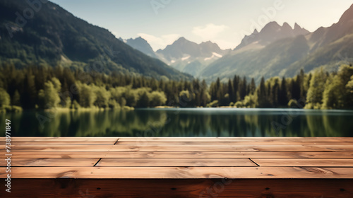 Empty wooden table for placing products