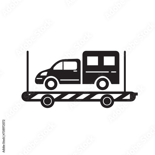 Car carrier in cartoon, doodle style. Image for t-shirt, web, mobile apps and ui. Isolated 2d vector illustration in logo, icon, sketch style, Eps 10. AI Generative