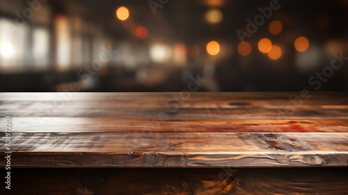 Empty wooden table for placing products