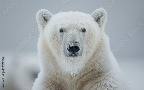 Polar bear face close up. Generative AI