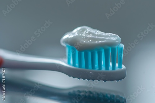 toothbrush with toothpaste on it close-up  photographic real quality --ar 3 2 --v 6 Job ID  9d22c513-f6e8-468a-9c36-7f1e54b68891