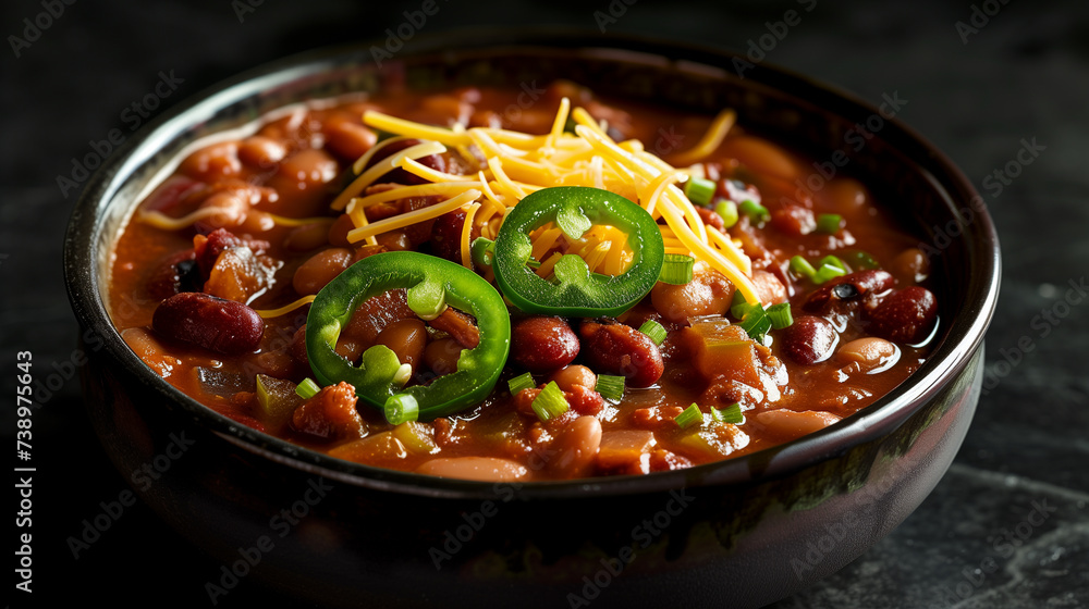 Spicy Bean Soup with Jalapeno and Herbs in a Ceramic Bowl Spicy Bean Soup with Jalapeno and Herbs in a Ceramic Bowl