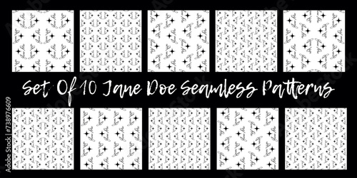 set of 10 written name Jane Doe seamless patterns, fake signature pattern, paper craft