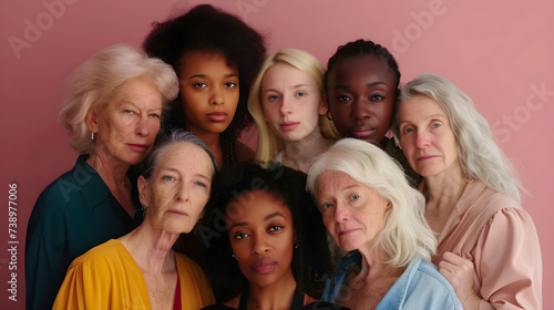 women of different ages and ethnicities brought together for diversity photo