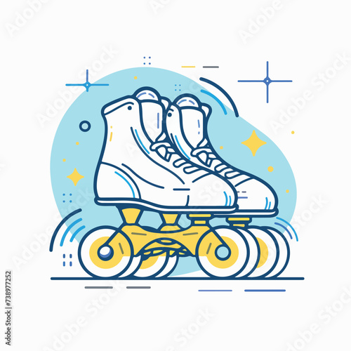Roller skates in cartoon  doodle style. Image for t-shirt  web  mobile apps and ui. Isolated 2d vector illustration in logo  icon  sketch style  Eps 10. AI Generative