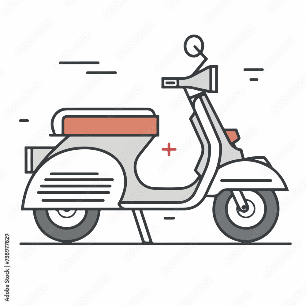 Scooter in cartoon, doodle style. Image for t-shirt, web, mobile apps and ui. Isolated 2d vector illustration in logo, icon, sketch style, Eps 10. AI Generative