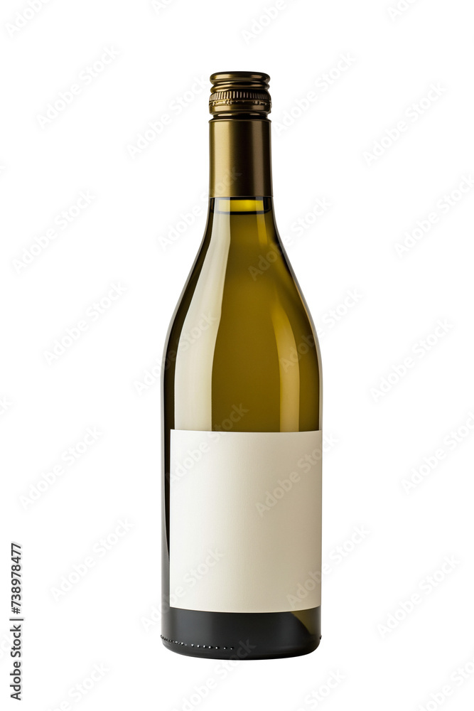 Green wine bottle with white label mockup Green wine bottle with white label mockup