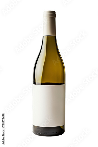 Green glass wine bottle with blank white label