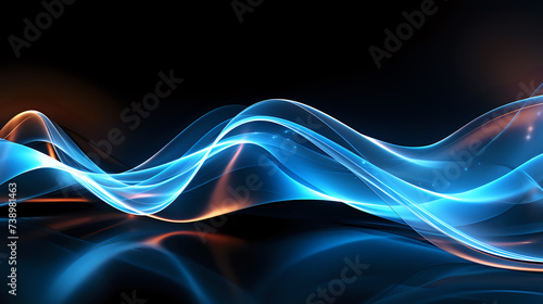 Ethereal blue waves with glowing light.Abstract blue waves with a futuristic glow, suitable for modern and technology-themed designs. 
