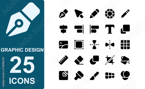 tools graphic design icon set.black solid style.vector illustration