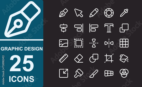 tools graphic design icon set.outline white style.vector illustration
