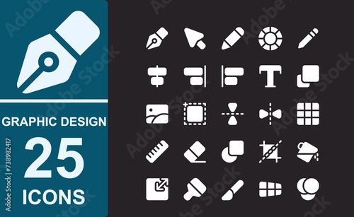 tools graphic design icon collection.solid white style.vector illustration