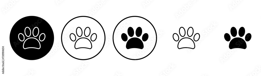 Paw icon set. paw print icon vector. dog or cat paw Paw icon set. paw print icon vector. dog or cat paw