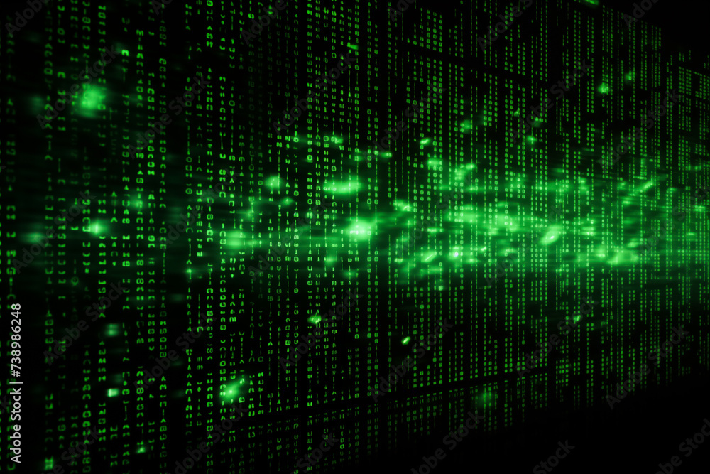 Dynamic Digital Data Stream - Abstract Green Computer Background