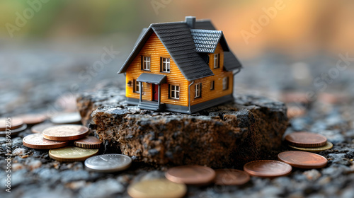 Wallpaper Mural Real estate market crisis with a house sucked into debt. Torontodigital.ca