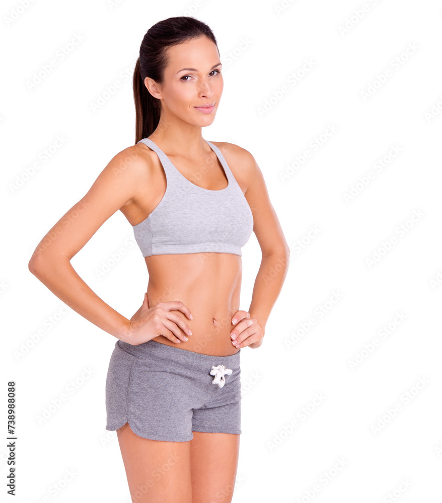Studio, woman and serious in portrait for exercise, fitness and weight loss in gym clothes by white background. Spain model, face and commitment for workout with aerobics and training for strong body Studio, woman and serious in portrait for exercise, fitness and weight loss in gym clothes by white background. Spain model, face and commitment for workout with aerobics and training for strong body