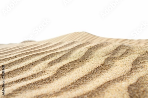 Beach or desert sand texture Offering a versatile background for creative projects. isolated on white Perfect for designs related to travel Nature And serenity.