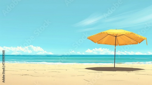 Beach umbrella on a sunny day  sea in background