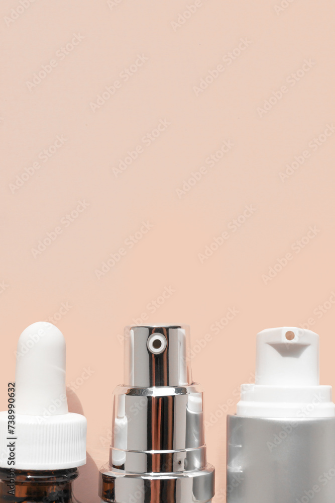 Three Different Skincare Bottle Tops Three Different Skincare Bottle Tops