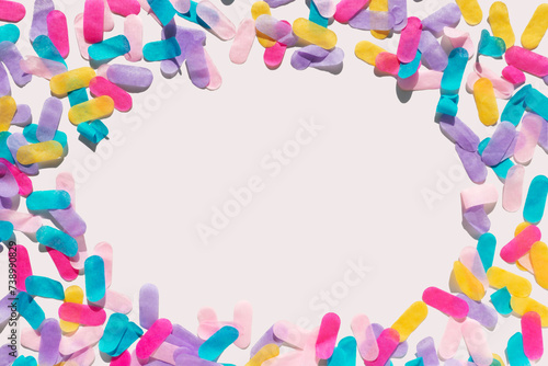 Framed picture sprinkled with colorful confetti for fun celebration